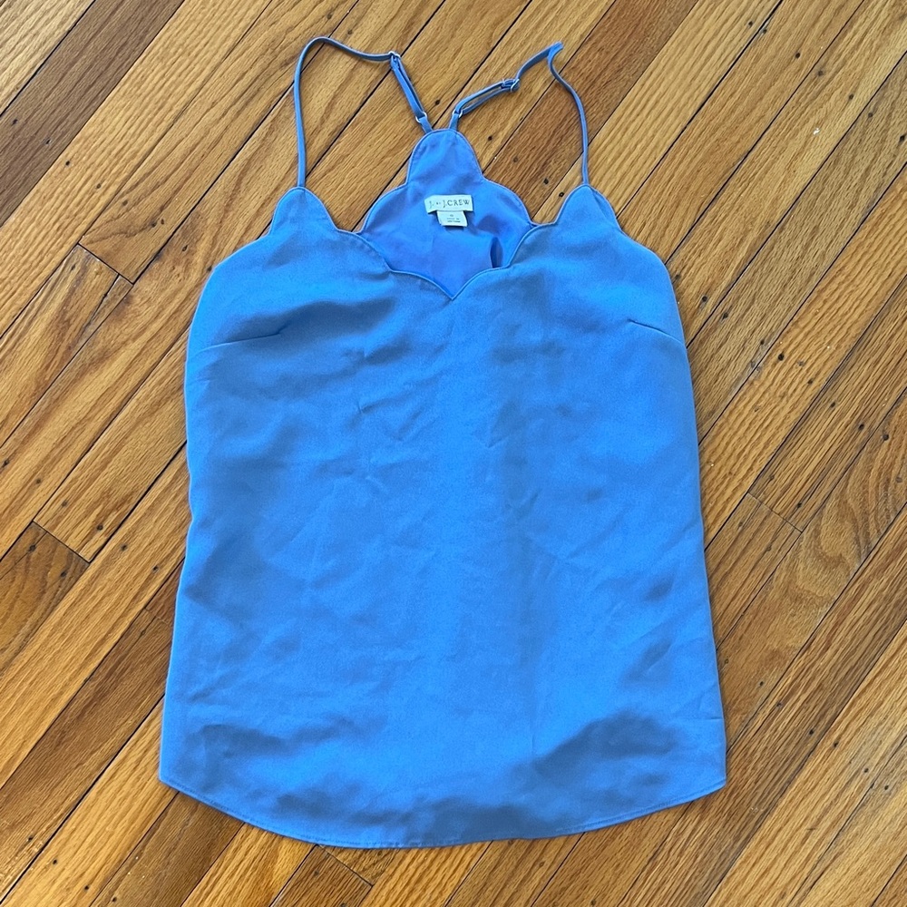 JCrew Bright Blue Scallop V-Neck Top